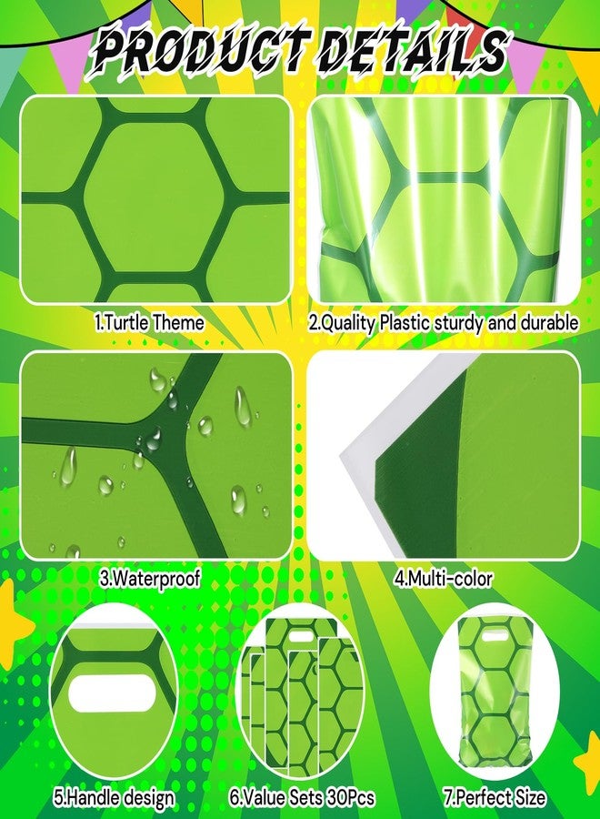 Eccliy 30 Pcs Turtle Goodie Bags Green Party Favors Bags Cartoon Turtle Bag Gift for Theme Party Decorations Goodie Supplies - Image 4